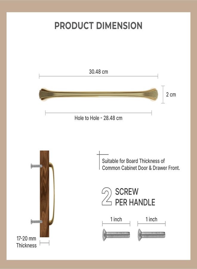 LAPO 2 Piece Drawer Handle for Kitchen, Cabinet Pull Handle for Cupboard Drawers, Wardrobe Handle, Long Pull Handle (12 Inch, Antique-Gold, Pack of 2) - Image 2